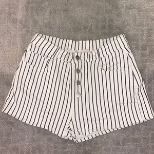 Black and white striped jean shorts